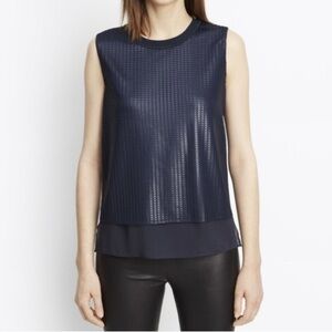 Vince Navy Textured Tank Top